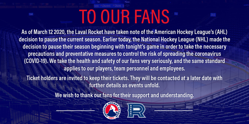 Gulls Statement Regarding AHL Suspension of Season